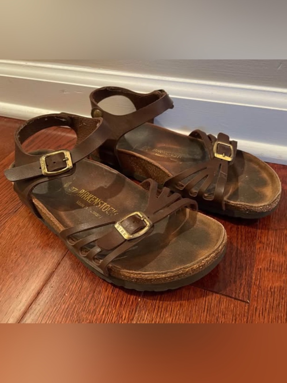 Birkenstock Women’s Brown Leather Buckle Size 37 Sandals